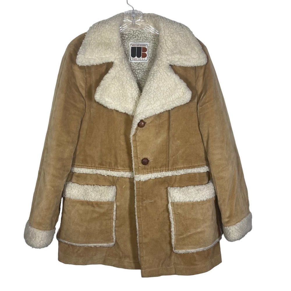 Vintage William Barry Sherpa Corduroy Jacket. Camel and cream colored. Size 38